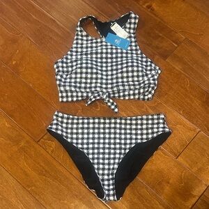 Cupshe Black and White Plaid Swimsuit